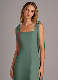 Azazie Debra Bridesmaid Dresses Eucalyptus A-Line with Pockets Chiffon Convertible Dress image7