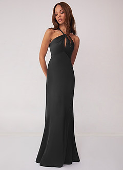 Barbie ♥ Azazie Bridesmaid Dresses Keyhole Halter Stretch Satin Sheath Dress image4