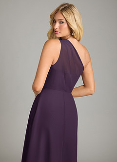 Azazie Phaedra Bridesmaid Dresses Plum A-Line One Shoulder Chiffon Dress image6