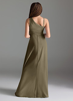 Azazie Dallas Junior Willow Green A-Line Pleated Chiffon Dress image2