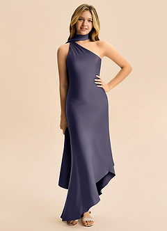 Azazie Briony Junior Etui Plissee Stretch-Satin Kleid Sturm image3