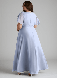 Azazie Aaliyah Modest Bridesmaid Dresses A-Line Scoop Pleated Chiffon Floor-Length Dress image9