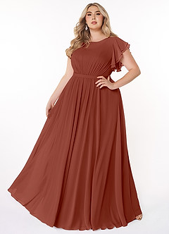 Azazie Daphne vestidos de dama de honor modestos Vestido de Corte En A Volantes Hasta el suelo Gasa image6