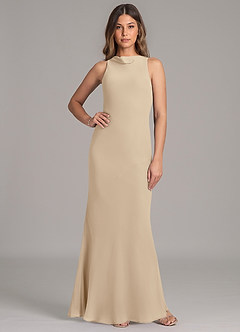 Azazie Allettie Bridesmaid Dresses Champagne Mermaid Chiffon Dress image1
