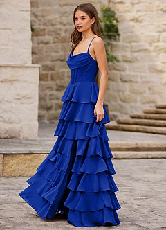 Rhythm Royal Blue Ruffled A-line Prom Dress image3