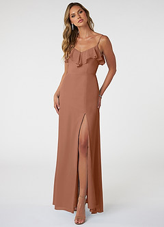 Azazie Natalia Final Sale Bronzer A-Line Chiffon Dress image1
