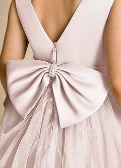 Azazie Pear Flower Girl Dresses Rose Petal Ball-Gown Bow Tulle Dress image6