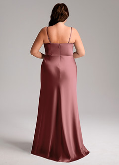 Azazie Lidia Bridesmaid Dresses Amethyst Mermaid Side Slit Stretch Satin Dress image9