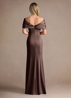Azazie Auberdeen Final Sale Dusty Blue Mermaid Pleated Stretch Satin Dress image3