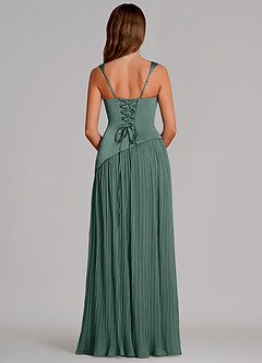 Azazie Stephanie Vestidos de madrinha de casamento Vestido Eucalipto de Cetim elástico de Linha A com Plissado image5