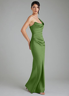 Azazie Sabrina Bridesmaid Dresses Basil Mermaid Corset Stretch Satin Dress image8