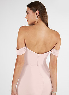 Azazie Kit Robes de demoiselle d'honneur Robe Sirène en Maille Épaule décolletée Rose Pâle image7