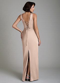 Azazie Vanya Bridesmaid Dresses English Rose Sheath Corset Stretch Satin Dress image2