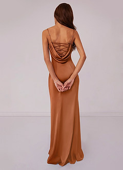 Barbie ♥ Azazie Bridesmaid Dresses Copper Mermaid Corset Stretch Satin Dress image2
