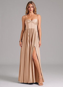 Azazie Akiko Bridesmaid Dresses English Rose A-Line Sweetheart Neckline Stretch Satin Dress image1