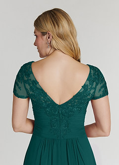 Azazie Thais Mother of the Bride Dresses Peacock A-Line Lace Chiffon Dress image6