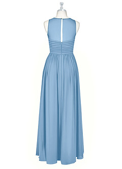 Azazie Nina Robes de demoiselle d'honneur Robe Trapèze en Mousseline de soie Plissée Poudre Bleue image7