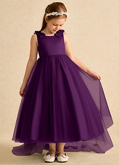 Azazie Lorita Blumenmädchenkleider A-Linie Mit Perlen Tüll Kleid Traube image5