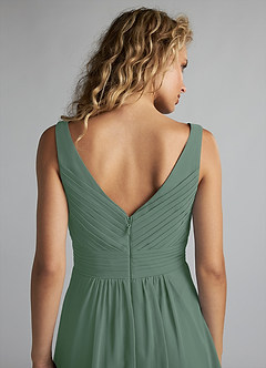 Azazie Grace Bridesmaid Dresses Eucalyptus A-Line Pleated Chiffon Dress image6