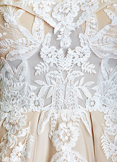 Azazie Becca Robes de mariée Robe Trapèze en Tulle Décolleté en cœur Diamant Blanc Champagne image7