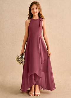 Azazie Boop Girls Formal Flower Girl Dresses Merlot A-Line Bow Chiffon Dress image1