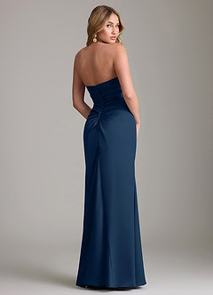 Azazie Lucille Bridesmaid Dresses Dark Navy Mermaid Strapless Stretch Satin Convertible Dress image2