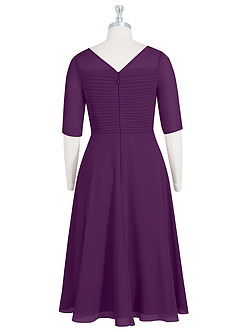 Azazie Naomi Mother of the Bride Dresses Grape A-Line Boatneck Pleated Chiffon Dress image8