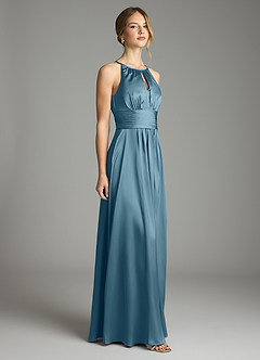 Azazie Bonnie Bridesmaid Dresses Bermuda A-Line Pleated Stretch Satin Dress image4
