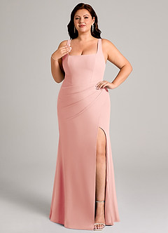 Azazie Mero Bridesmaid Dresses Rosette Sheath Pleated Chiffon Dress image11