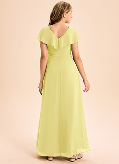 Azazie Lainey Junior Abito A-Line in Chiffon Con Tasche Sorbetto Al Limone image2
