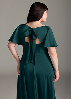 Azazie Kimber Brautjungfernkleider A-Linie Gestreift Stretch-Satin Kleid Kiefer image12