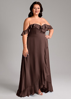 Azazie Lyra Bridesmaid Dresses Ganache A-Line Chiffon Convertible Dress image13
