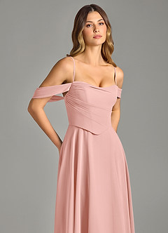 Azazie Chelsey Final Sale Rosette A-Line Off the Shoulder Chiffon Convertible Dress image2