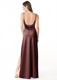 Azazie Alaija Bridesmaid Dresses Vintage Mauve Mermaid Side Slit Stretch Satin Dress image4