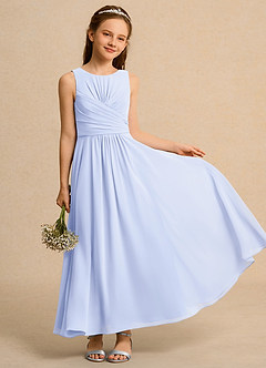 Azazie Ducky Junior Formal Blumenmädchenkleider A-Linie Plissee Chiffon Kleid Lavendel image1