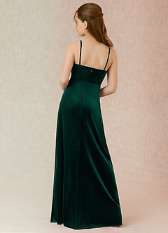 Azazie Solange Junior Emerald A-Line Velvet Dress image2