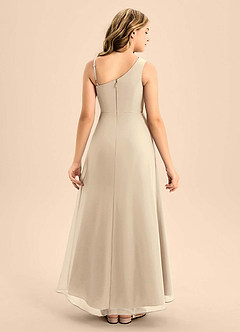 Azazie Brooke Junior Champagne A-Line Side Slit Chiffon Dress image2