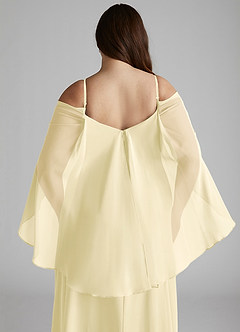 Azazie Cienna Vestidos de damas de honor Vestido de Sorbete De Limón de Gasa de Corte en A con Manga larga image12