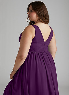 Azazie Yetta Maternity Bridesmaid Dresses A-Line V-Neck Gathered Chiffon Floor-Length Dress image12