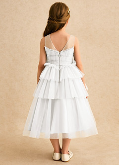 Azazie Delmina Final Sale Ivory Ball-Gown Ruched Tulle Dress image2