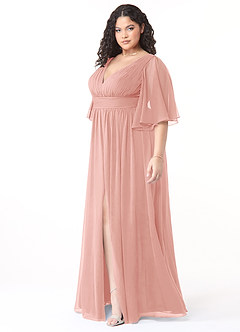 Azazie Temeka Bridesmaid Dresses Rosette A-Line Ruched Chiffon Dress image9