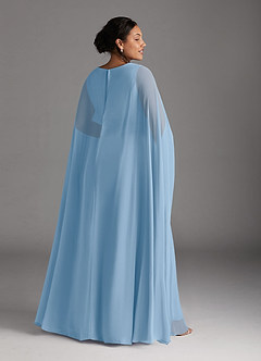 Azazie Isa Mère de la mariée Robes Robe Trapèze en Mousseline de soie Col V plissé Poudre Bleue image8