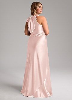 Azazie Doretta Bridesmaid Dresses Blushing Pink Mermaid Bow Metallic Satin Dress image9