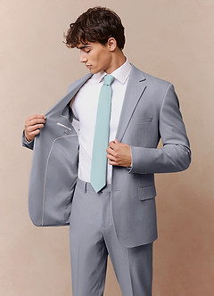 front Savile Grey Wool Blend Suit Jacket