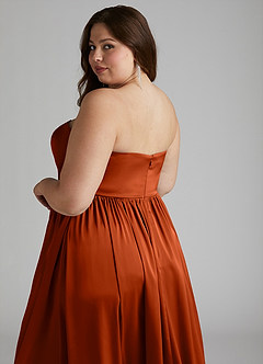 Azazie Morana Bridesmaid Dresses Paprika A-Line Off the Shoulder Stretch Satin Convertible Dress image20