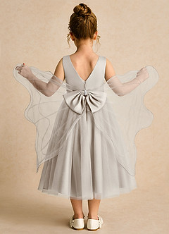 Azazie Pear Blumenmädchenkleider Ballkleid Schleifen Tüll Kleid Frost image1
