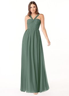 Azazie Dionne Brautjungfernkleider A-Linie Korsett Chiffon Kleid Eukalyptus image1