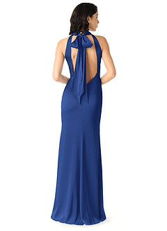 Azazie x Delaney Brautjungfernkleider Etui Hoher Kragen Stretch-Satin Kleid Königsblau image4