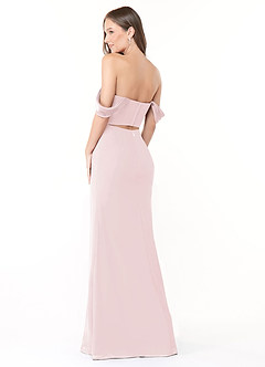 Azazie Lynnie Vestidos de damas de honor Vestido de Rosa Rubor de Gasa de Corte Sirena Convertible con Vestidos sin tirantes image5