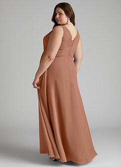 Azazie Flora Bridesmaid Dresses Bronzer A-Line Pleated Chiffon Dress image11